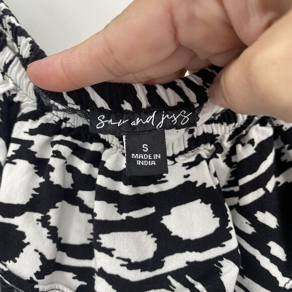 Sam Jess Women's Size Small Black Floral Off The Shoulder Tiered Ruffle Blouse - Picture 9 of 10